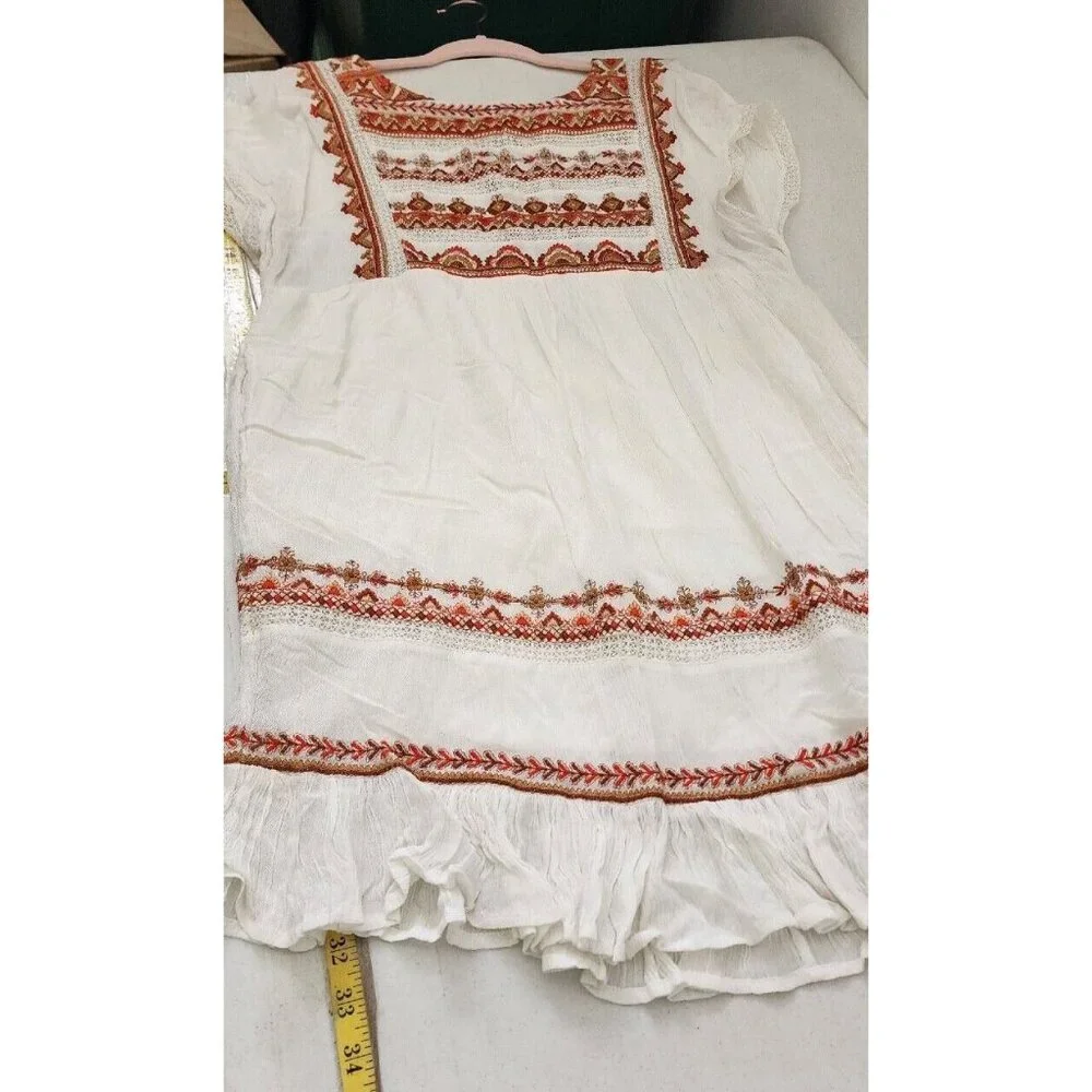 Free People Mini Dress Sunrise Wanderer Boho Tribal Pattern w/ Pockets Small - Picture 8 of 13